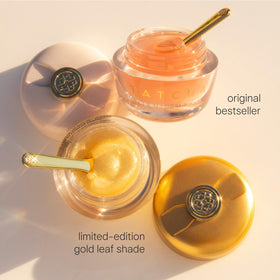TATCHA The Kissu Gold Leaf boxed packaging flatlay showing limited-edition presentation
