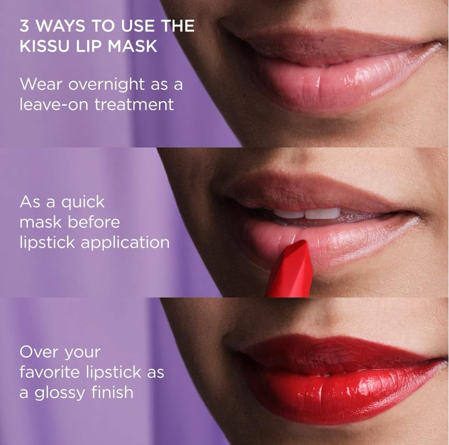 TATCHA Kissu lip mask label and ingredient list close-up highlighting squalane benefit