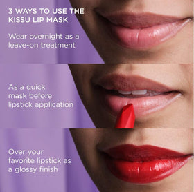 TATCHA Kissu lip mask label and ingredient list close-up highlighting squalane benefit