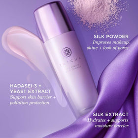 TATCHA primer tucked inside a makeup bag for convenient daily use