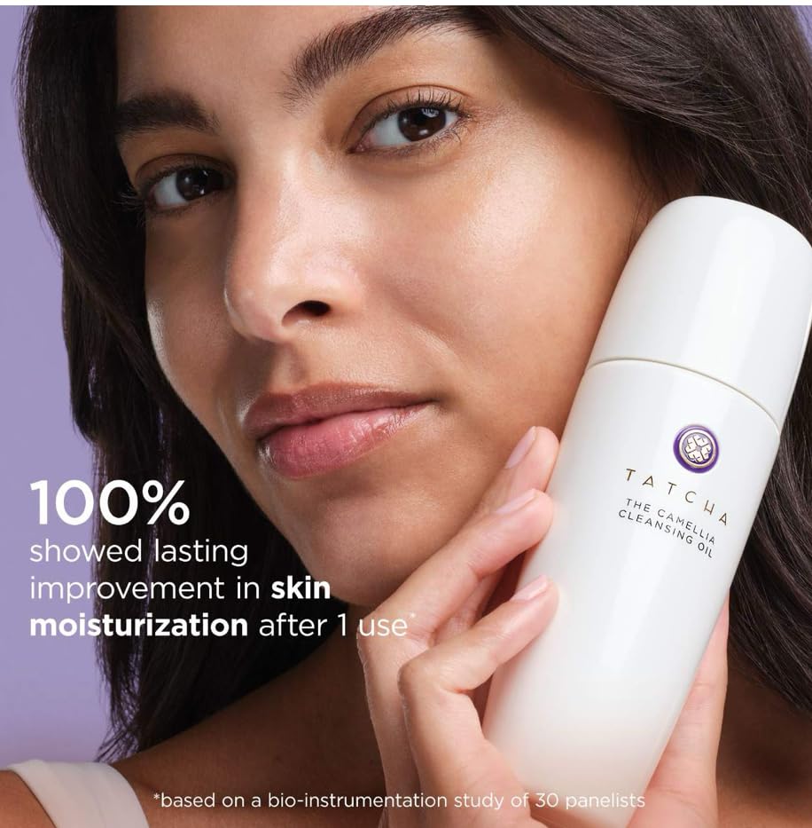TATCHA removing waterproof makeup in demo, illustrates effective removal