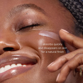 TATCHA sunscreen being smoothed on skin for invisible finish and hydration