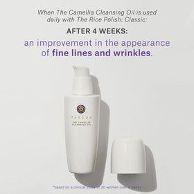 TATCHA oil in hand demonstrating gentle application and glide