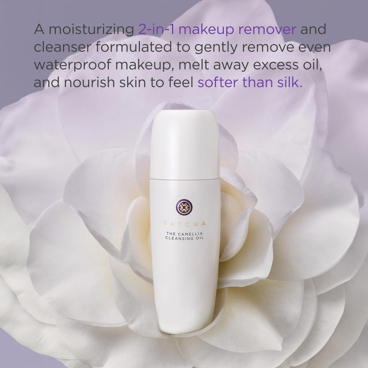 TATCHA pump and cap detail highlighting easy dispensing benefit