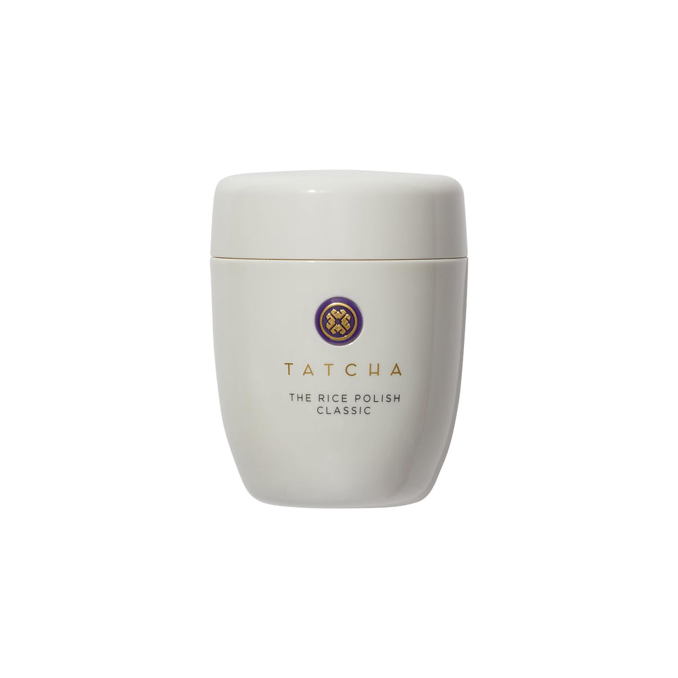 TATCHA jar front view showing elegant packaging and gentle polish benefits