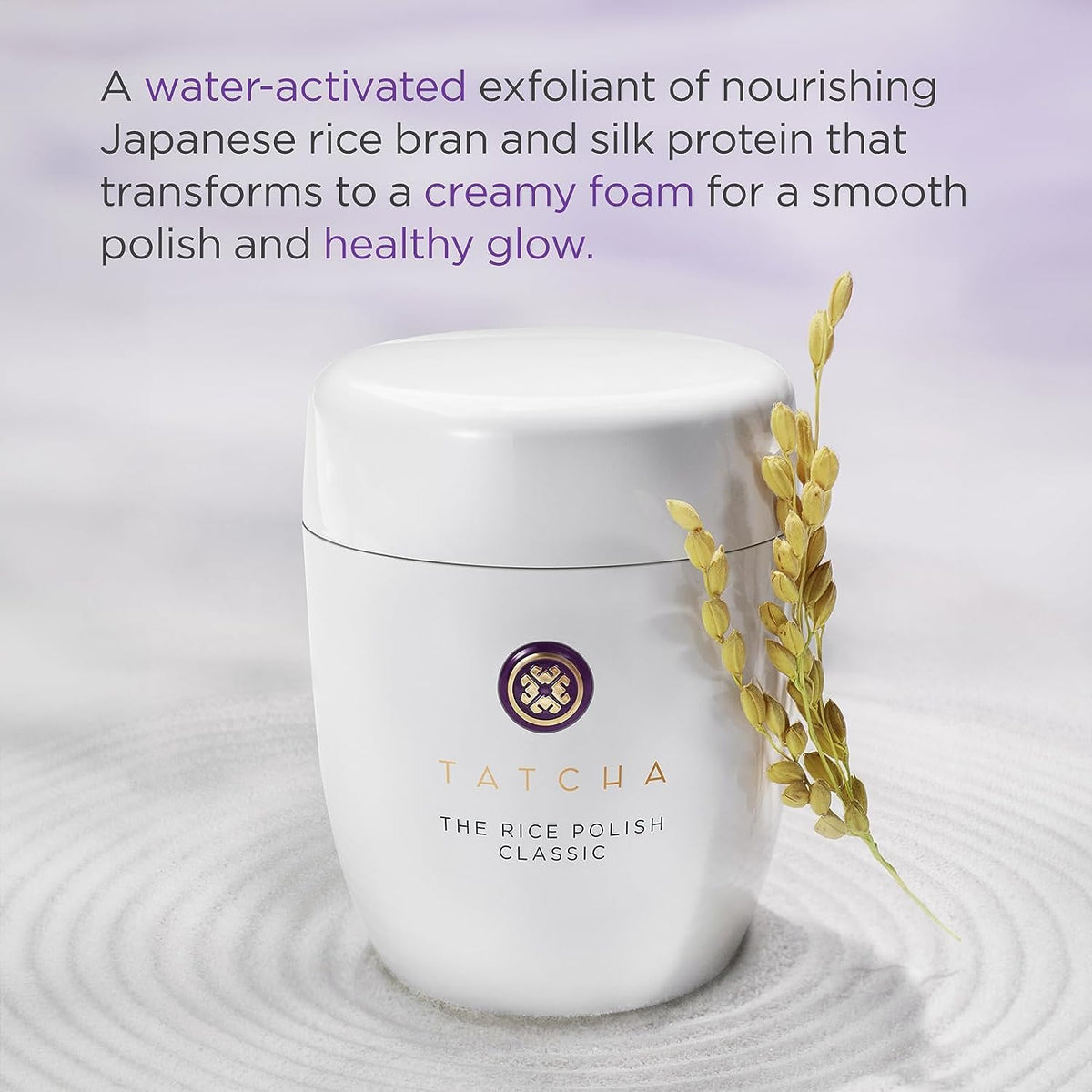 TATCHA creamy foam formed on skin illustrating gentle exfoliation