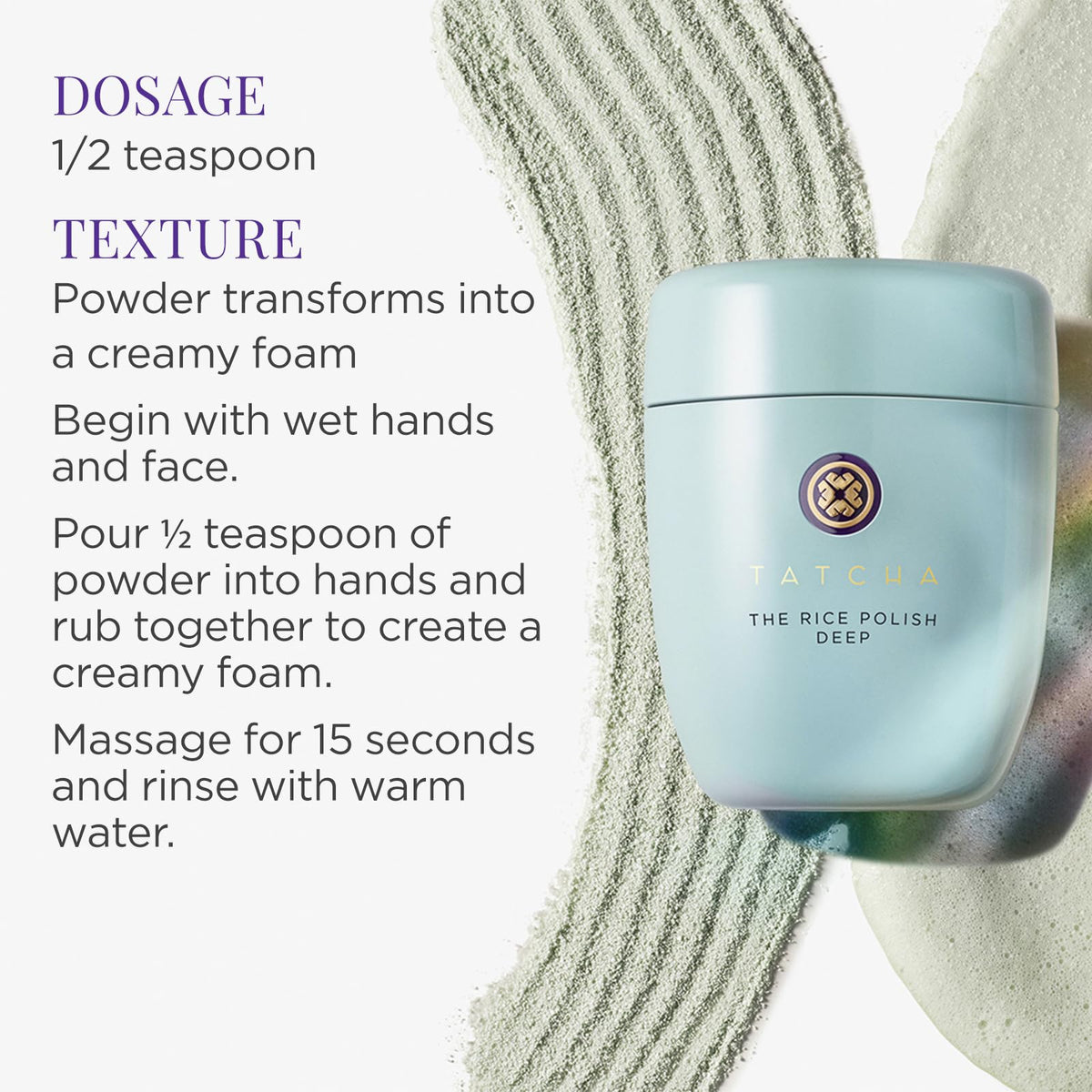 TATCHA product on palm being activated into foam for easy application