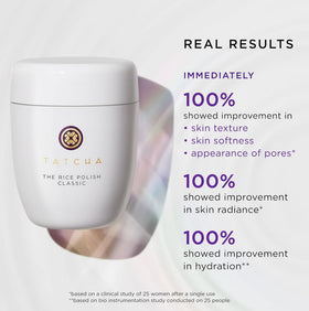 TATCHA jar held in hand to show 60 g size and travel-friendly scale