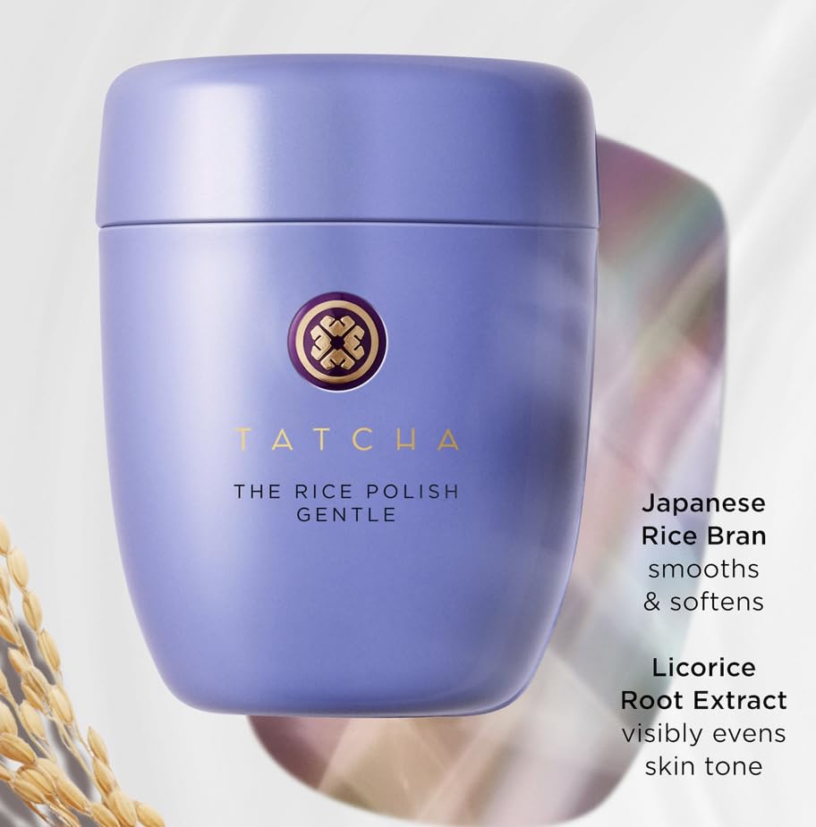 TATCHA rice polish in hand forming foam to show easy water-activated application benefit
