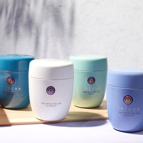 TATCHA jar beside measuring spoon to show 60 g size and portion guidance benefit