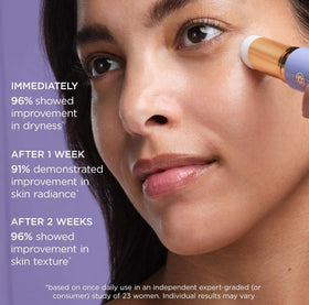 TATCHA serum stick application to eye area demonstrating targeted smoothing benefit
