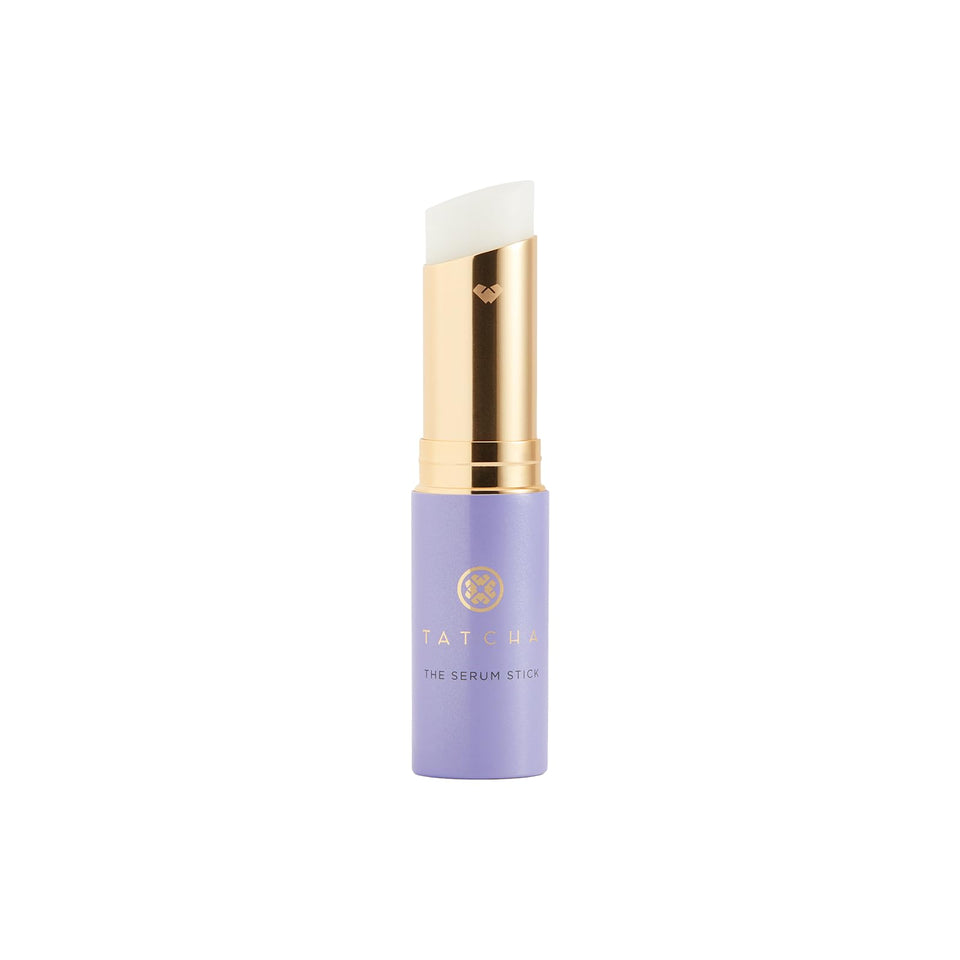 TATCHA serum stick front view showing sleek packaging and easy application benefit
