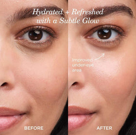 TATCHA serum stick in hand refreshing makeup to restore dewy finish benefit