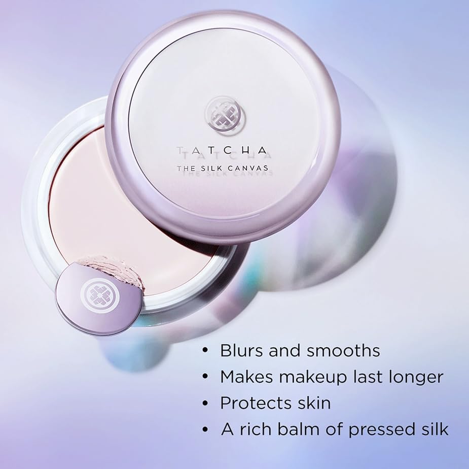 Tatcha cheek before and after showing visible pore blurring and more even texture
