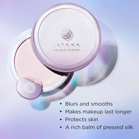 Tatcha cheek before and after showing visible pore blurring and more even texture