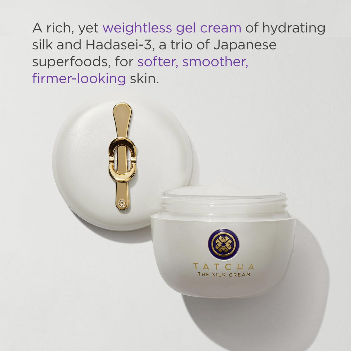 TATCHA jar top label close-up showing product name and premium finish