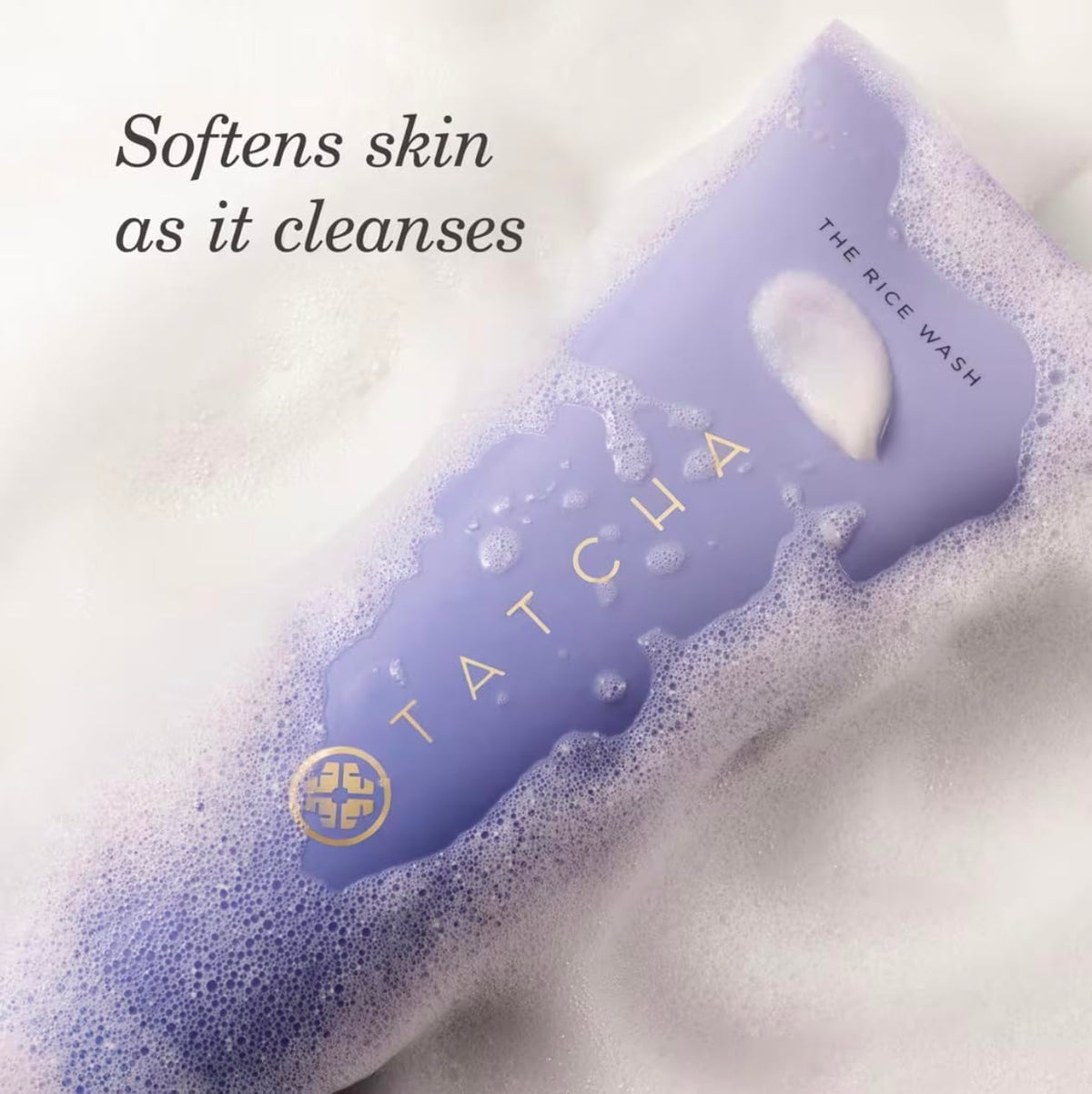 TATCHA foam texture on hand demonstrating gentle lather and softness