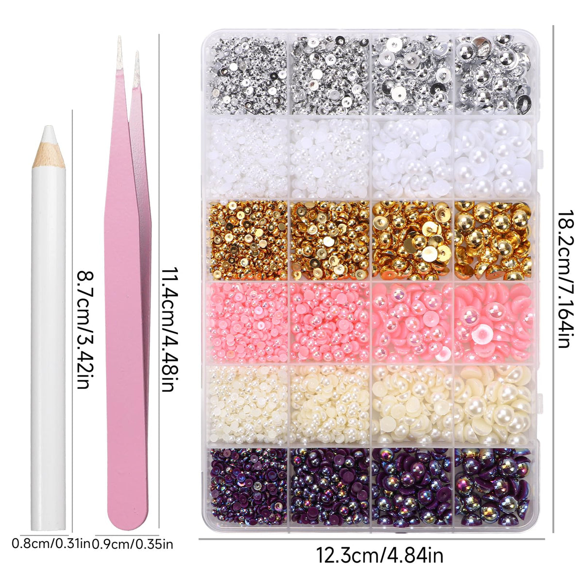 Tatiwoo pearl picker pencil and tweezers beside pearls, simplifies precise placement