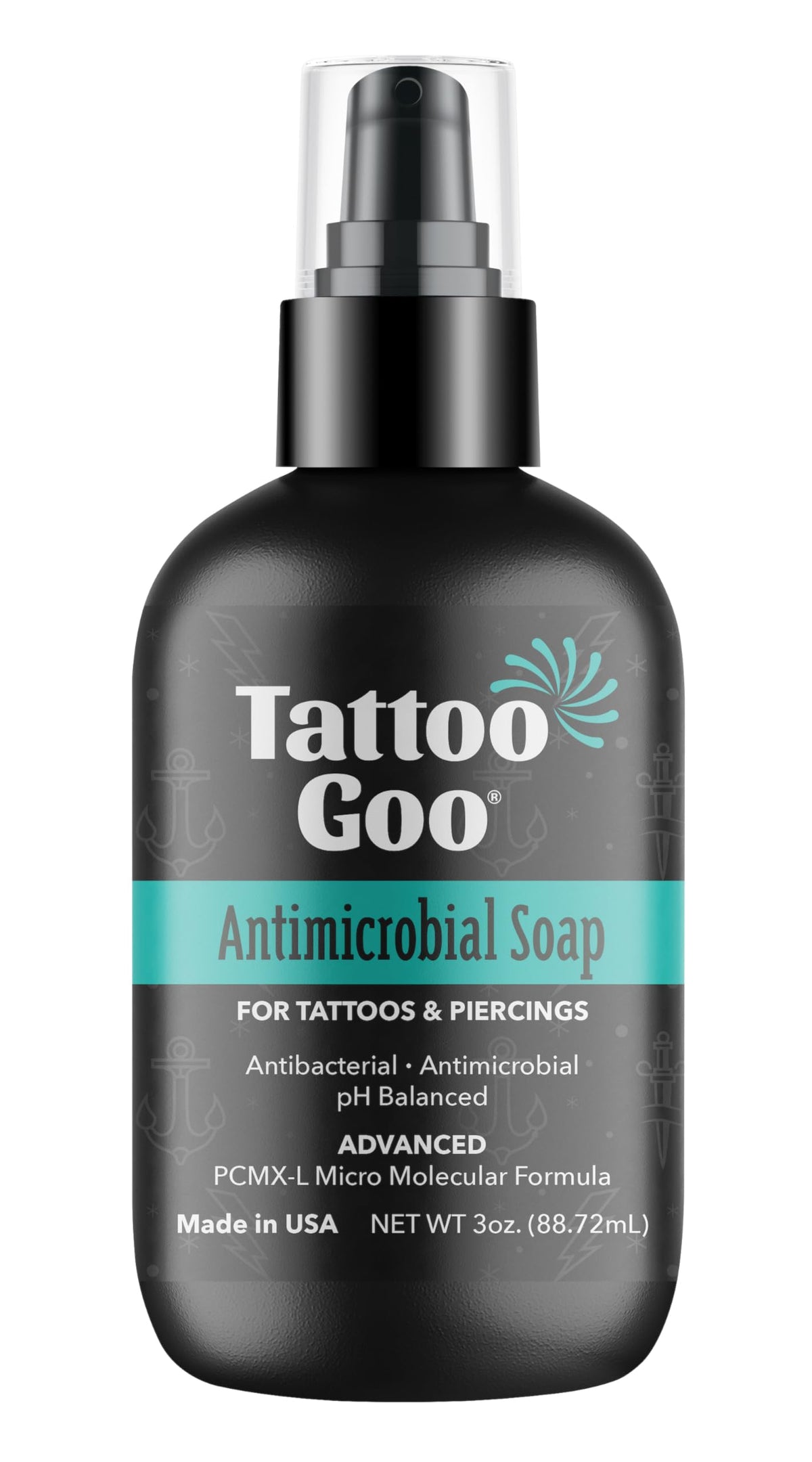 Tattoo Goo front label showing product name and size for clear identification and trust