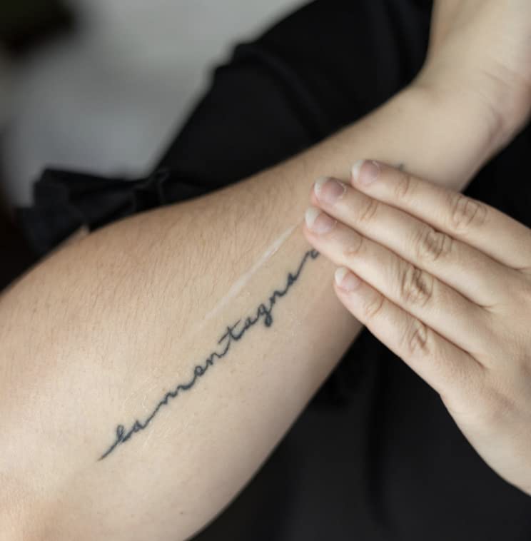 Tattoo Goo applied on forearm demonstrating hydration and comfortable wear