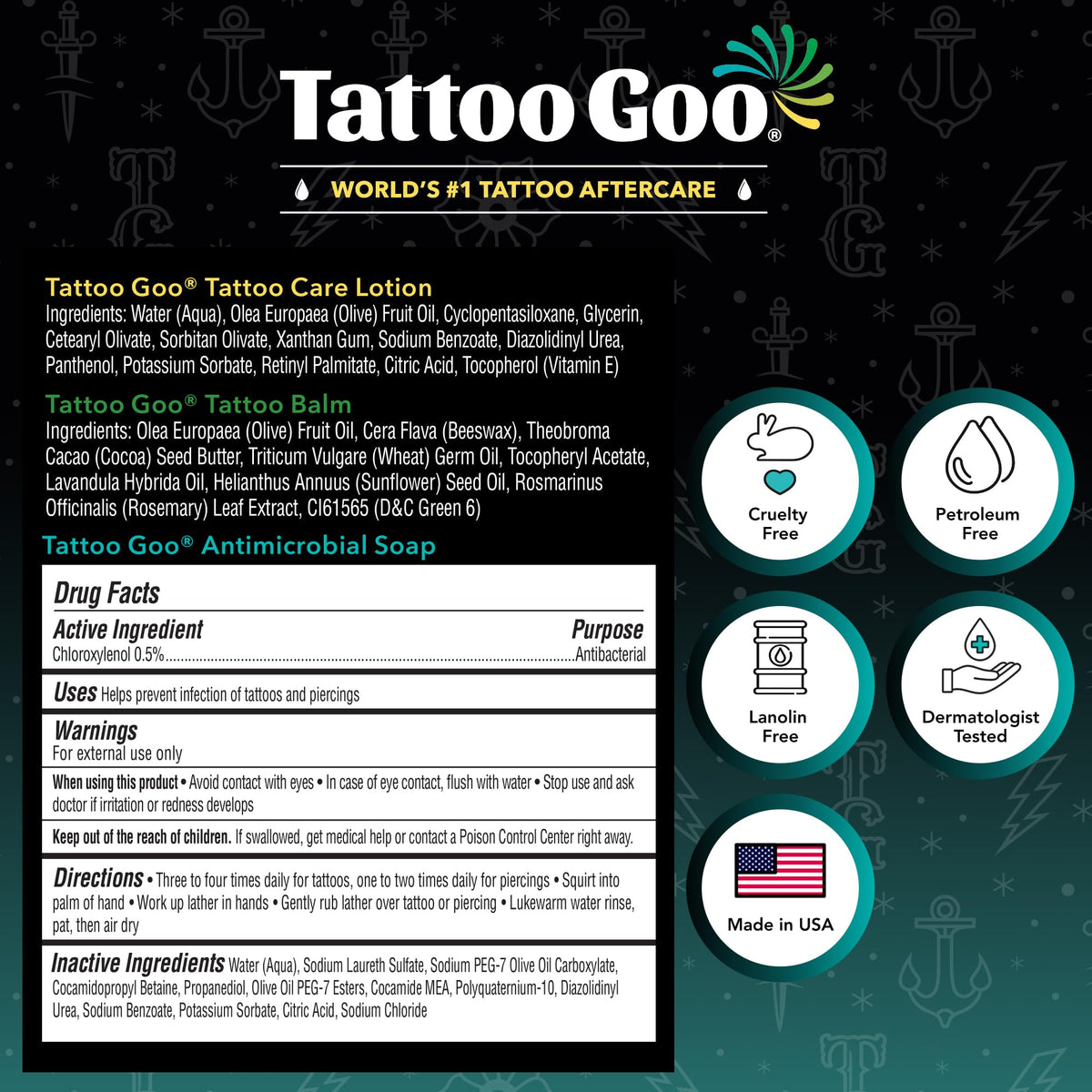 Tattoo Goo applied to arm tattoo illustrating maintained vibrant color