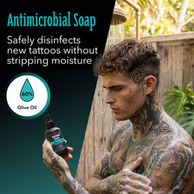 Tattoo Goo lotion pouring to show lightweight moisturizing texture