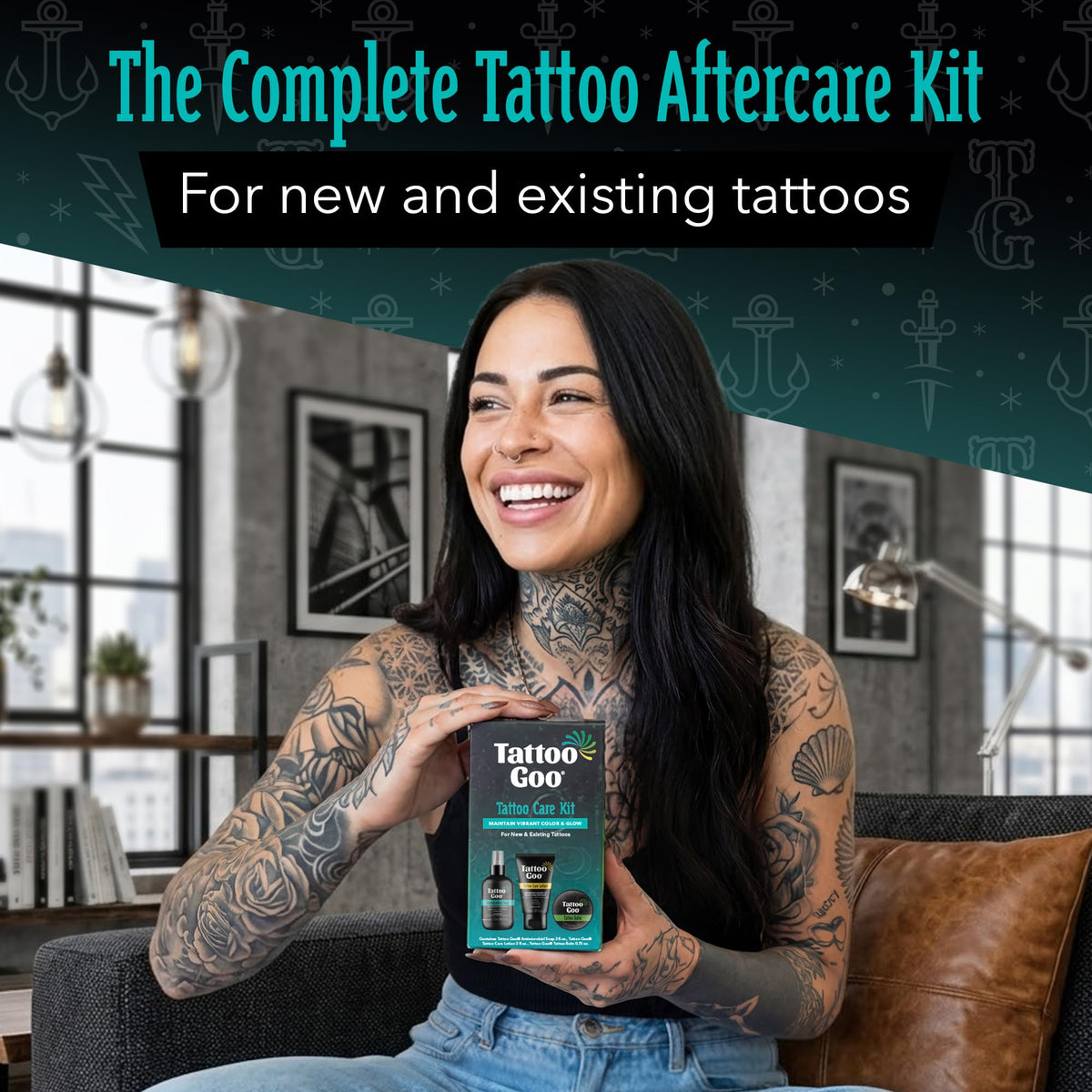 Tattoo Goo antimicrobial soap bottle demonstrating gentle cleansing benefit