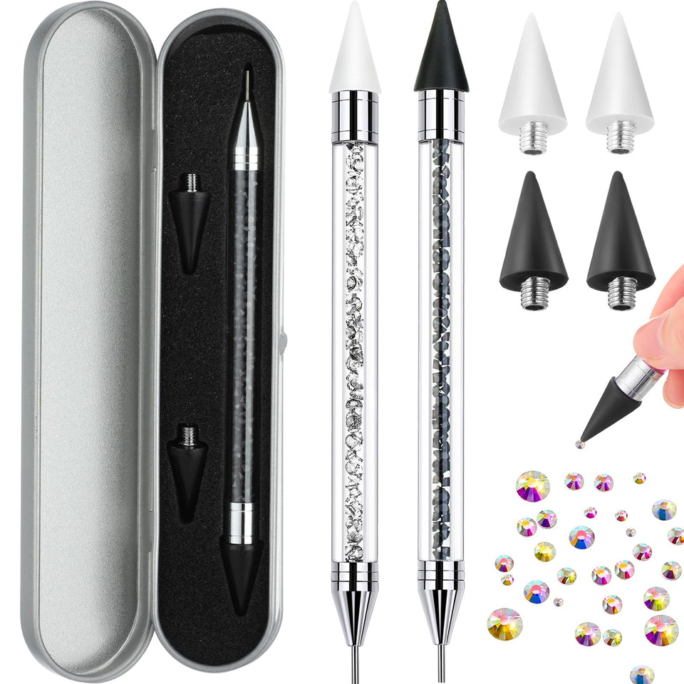 Tatuo front view of two rhinestone picker pens showing packaging and value