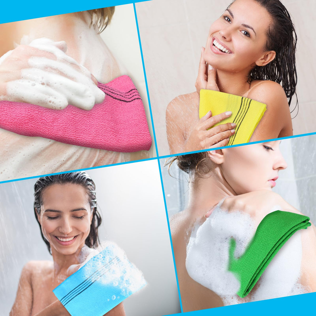 Tatuo washcloth hanging to dry in bathroom illustrating quick-dry, hygienic benefit