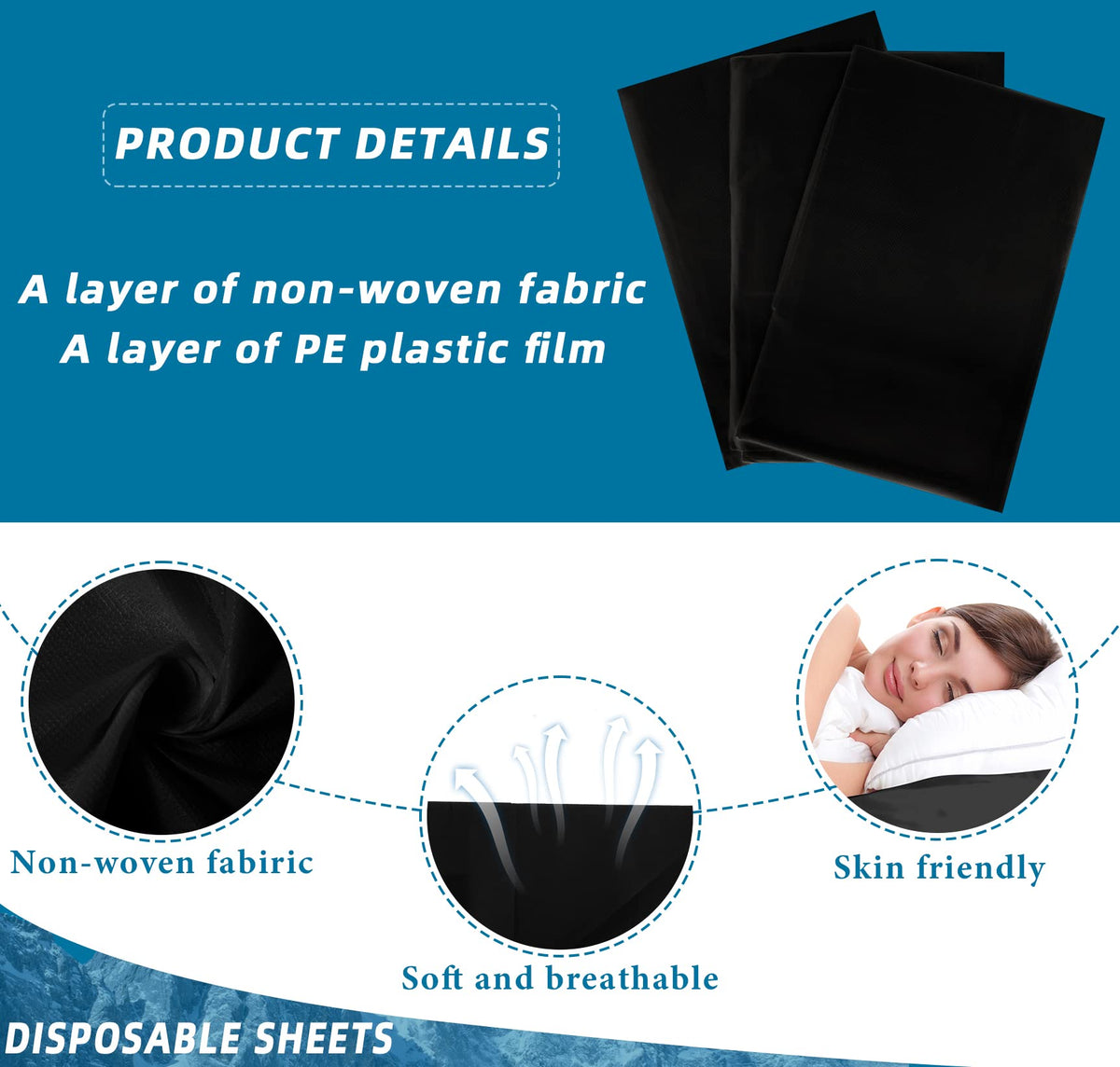Tatuo detail of PE film backing demonstrating waterproof protection