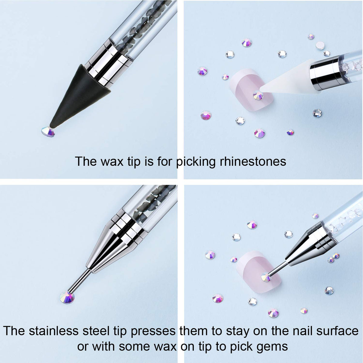 Tatuo stainless-steel tip close-up pressing a crystal flat for neat results