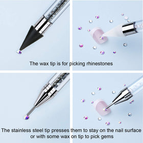 Tatuo stainless-steel tip close-up pressing a crystal flat for neat results