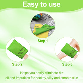 Tatuo wet mitt lathered with soap illustrating quick-clean convenience benefit