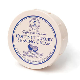 Taylor of Old Bond Street coconut bowl front view showing label and size, easy identification benefit