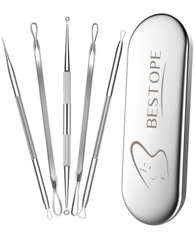 TAYTHI BESTOPE front view showing all five stainless steel extractors and case for travel