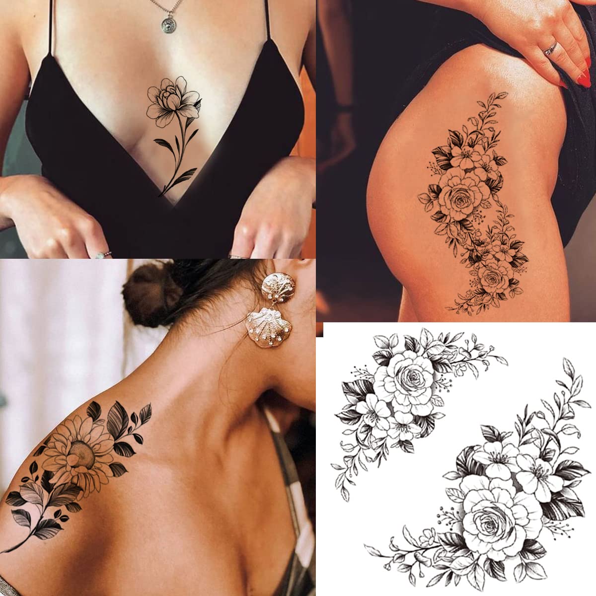 Tazimi front packaging showing ten black rose tattoo sheets and benefits