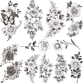 Tazimi close-up of tattoo sheet detail showing realistic 3D roses