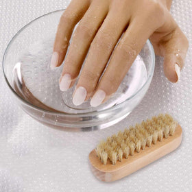 Tbestmax brushes on bathroom counter, tidy manicure and travel ready