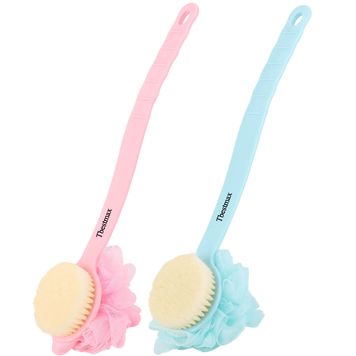 Tbestmax front view showing blue dual-sided scrubber, quick cleansing benefit