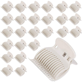 Tbestmax front view of 24 white roller clips showing neat pack and convenience