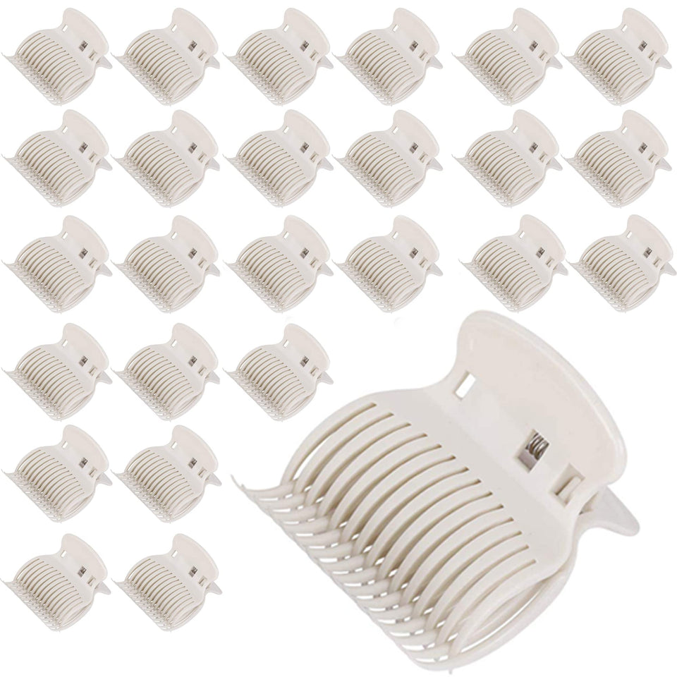 Tbestmax front view of 24 white roller clips showing neat pack and convenience