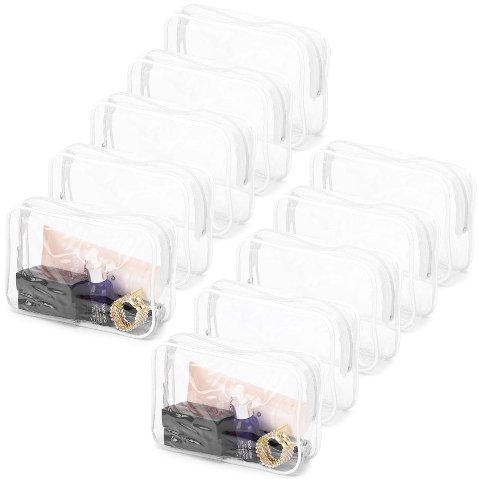 Tbestmax front view showing clear cosmetic bag and easy visibility benefit