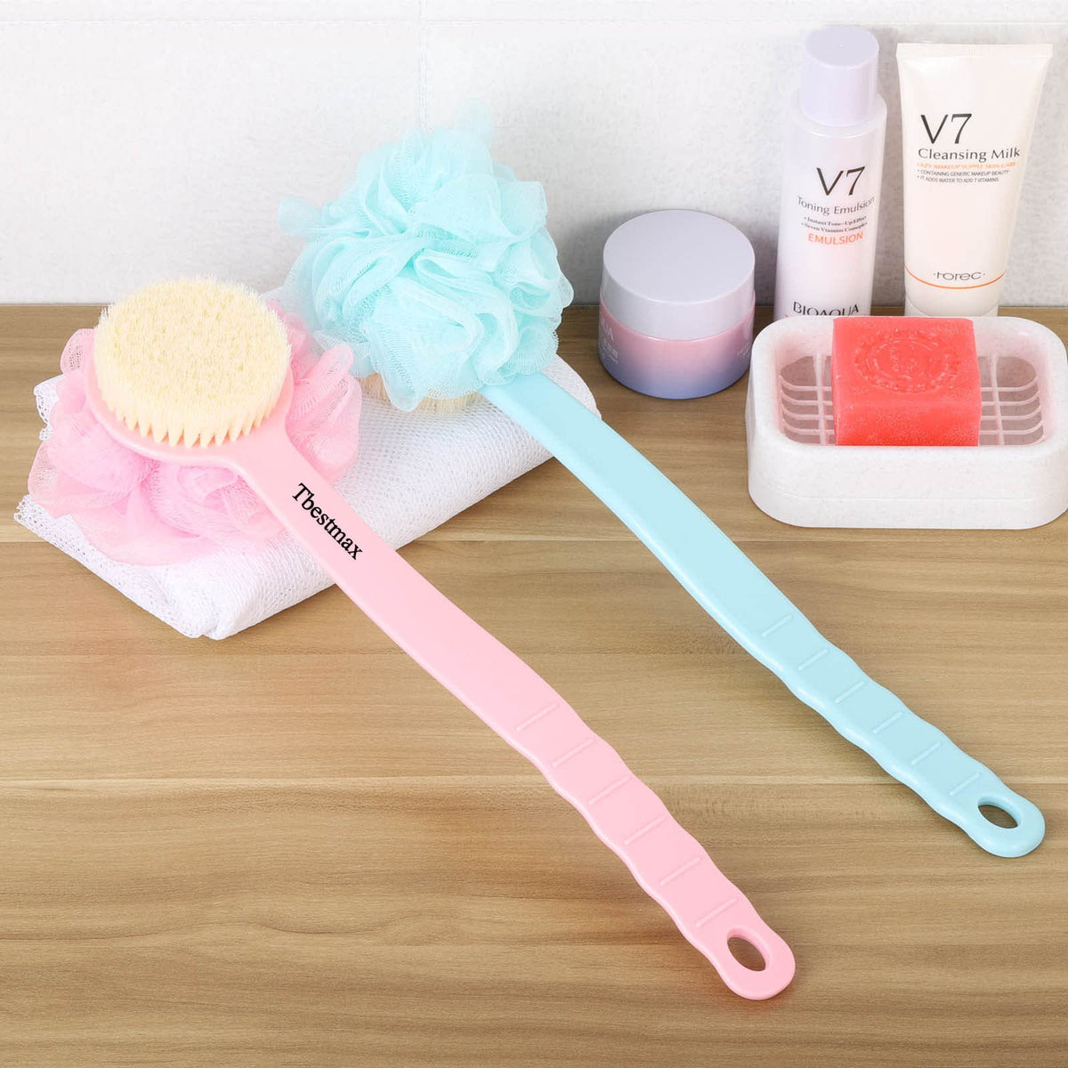 Tbestmax back scrubber in shower use, makes hard-to-reach cleansing easier