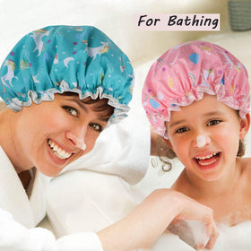 Tbestmax shower cap in a bathroom lifestyle scene ideal for travel and daily routines