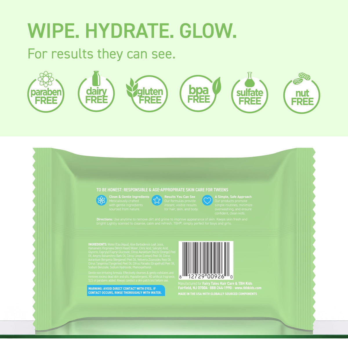 TBH close-up texture of wipe showing softness and gentle cleanse