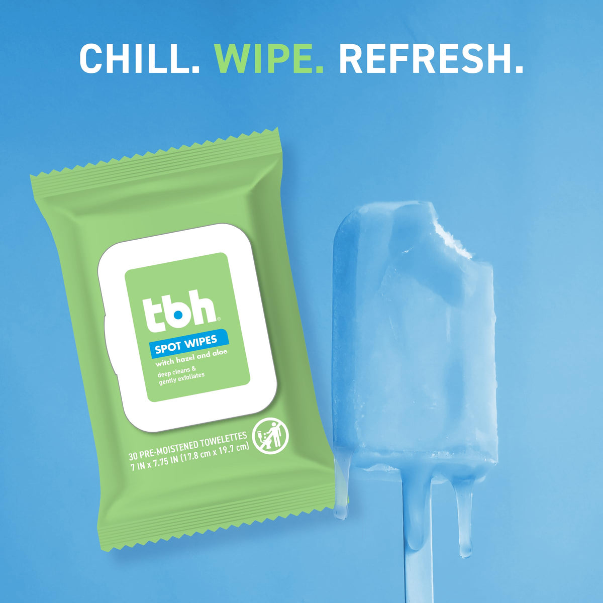 TBH wipe in hand demonstrating convenient on-the-go use