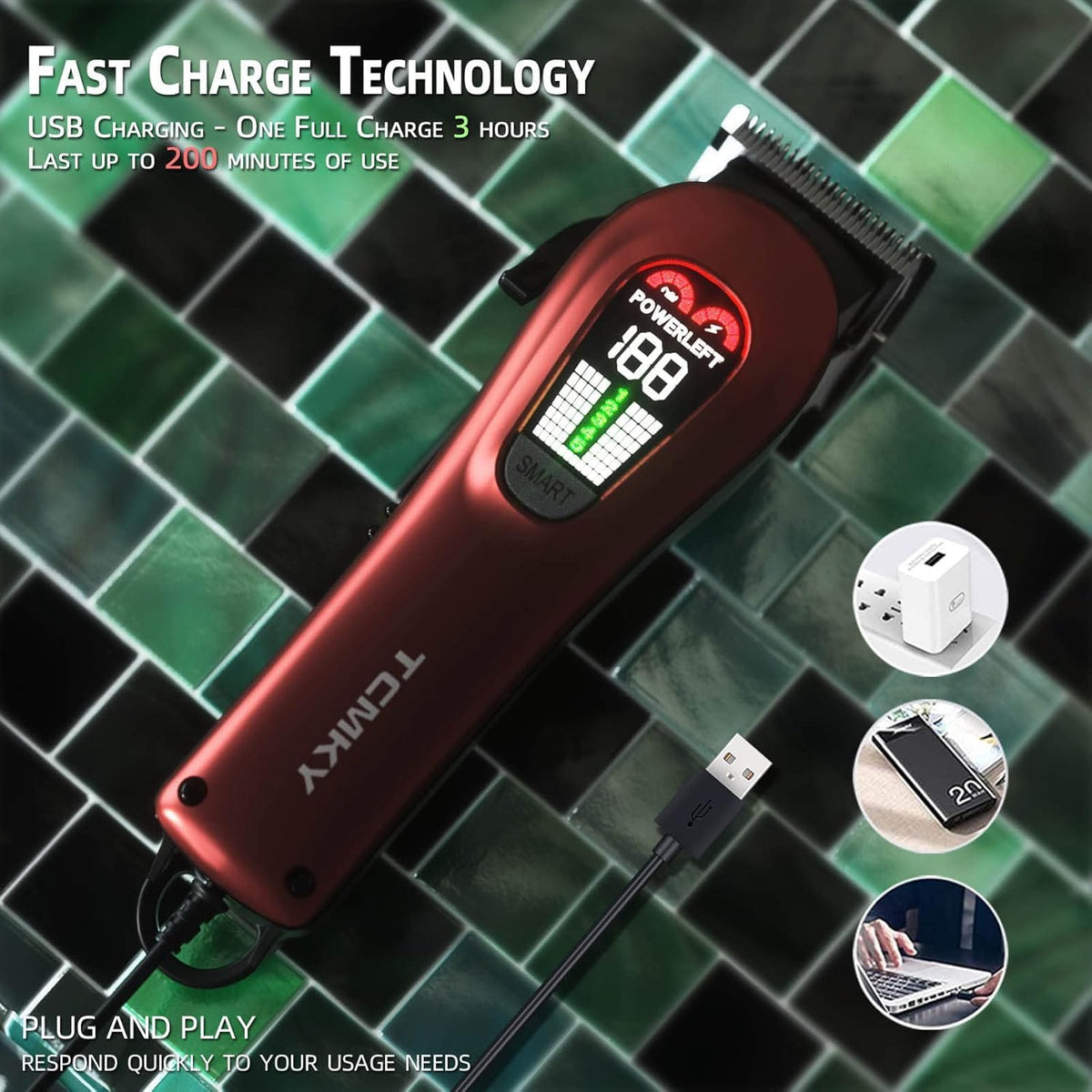 TCMKY accessories with guide combs for consistent length control and styling