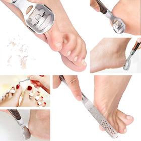 TCOCOS shaver in use on heel illustrating efficient callus removal