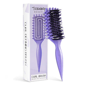 Tcsxady curly brush front view showing full head and purple finish for easy styling