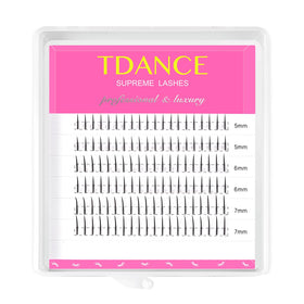 TDANCE front packaging shot showing 120 bottom lashes and product benefit of organized storage